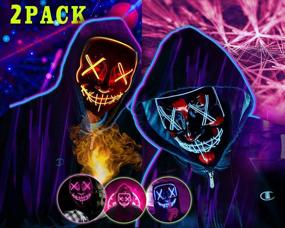 img 3 attached to LED Purge Mask For Adults - Scary Halloween Mask With Light Up Features For Enhanced Halloween Fun