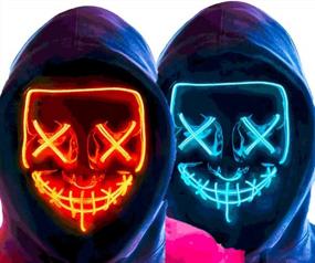 img 4 attached to LED Purge Mask For Adults - Scary Halloween Mask With Light Up Features For Enhanced Halloween Fun