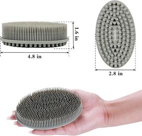 img 3 attached to Set Of 3 Soft Silicone Body Scrubber Loofahs - Exfoliating Shower Brushes For Sensitive Skin Types - Ideal For Kids, Women, And Men - Black, Gray, And Blue