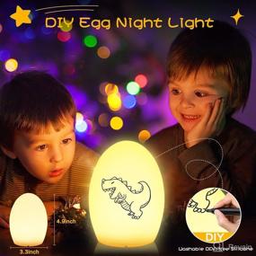 img 2 attached to 🌙 Kids Room Night Lights - Cute DIY Egg Lamp for Boys, Girls & Toddlers - 7 Color Changing LED Nightlight - Tap-Controlled Portable Nursery Light - USB Rechargeable - Kawaii Room Decor - Perfect Gift