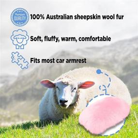 img 2 attached to 🚗 Andalus Car Armrest Cover - Car Center Console Cover - Soft, Plush, Genuine Australian Sheepskin Wool - Universal Fit - Car Consoles Seat Box Protector & Accessories (Pink) 11.47" x 6.3