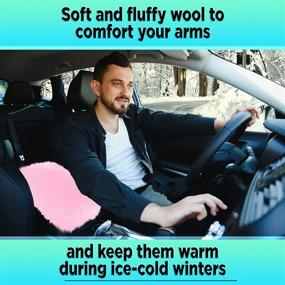 img 1 attached to 🚗 Andalus Car Armrest Cover - Car Center Console Cover - Soft, Plush, Genuine Australian Sheepskin Wool - Universal Fit - Car Consoles Seat Box Protector & Accessories (Pink) 11.47" x 6.3