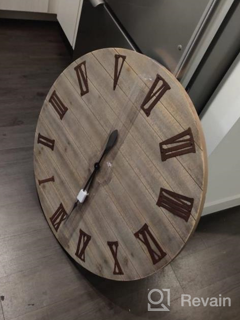 img 1 attached to Classic 32-Inch Wooden Wall Clock With Roman Numerals For Silent Yet Stylish Home And Office Décor review by Alton Walton