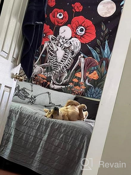 img 1 attached to Vintage Plant Tapestry Wall Hanging Aesthetic Simpkeely Skull Floral Moon Garden Kissing Lovers Skeleton Flower Mushroom 59.1 X 80 Inches Bedroom Living Room Decor review by Christopher Meyer