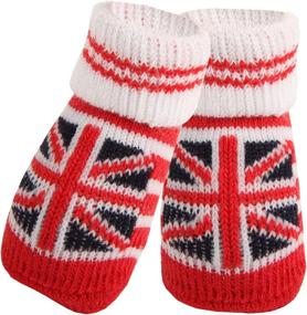 img 2 attached to 🧦 Puppia Medium Union Jack Dog Socks: Red - Shop the Set of 4 Online