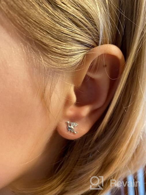 img 1 attached to 🐉 Sterling Silver Small Dragon Earrings Studs for Women and Girls - Hypoallergenic, Cubic Zirconia, Tiny Dinosaur Brontosaurus Animal, Post Polished Cartilage Tragus Fashion Jewelry - Cute Birthday Gifts review by Carmen Wan