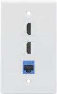 streamline your connections: 2 hdmi and ethernet wall plate with cat6 port in white logo