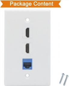 img 1 attached to Streamline Your Connections: 2 HDMI And Ethernet Wall Plate With CAT6 Port In White