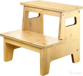 img 4 attached to BAMGROW Kids Step Stools: Bamboo Wood Toddler Stepping Stool for Bathroom, Kitchen, Potty Training, and More