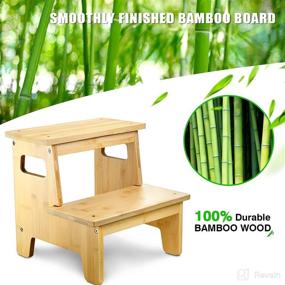 img 3 attached to BAMGROW Kids Step Stools: Bamboo Wood Toddler Stepping Stool for Bathroom, Kitchen, Potty Training, and More