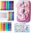 magical unicorn marker set with large capacity pencil case, coloring books, colored pens, and stickers - perfect gifts for 4-8 year old girls on birthdays and special occasions by scientoy logo