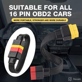 img 1 attached to 🔌 OBD2 Удлинительный кабель - Полный 16-контактный штекер-гнездо OBDII-кабель для удлинения кабеля для автомобильной диагностики - Усиленный прочный нейлоновый материал (36 см/1,2 фута)