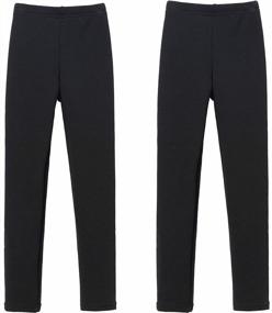 img 4 attached to Warm Up Your Winter With IRELIA'S 2 Pack 100% Cotton Fleece Lined Leggings For Girls