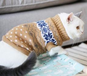 img 2 attached to 🐱 Evursua Winter Knit Cat Clothes Sweater for Small Dogs and Cats - Warm, Soft, High Stretch - Fits Male and Female Pets
