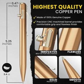 img 2 attached to 🖋️ BASTION Raw Copper Bolt Action Pen: A Premium Luxury Retractable Metal Pen with Gift Case for Effortless Style and Elegance