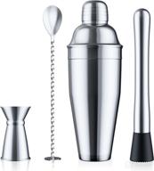 premium 24oz cocktail shaker set: built-in strainer, muddler, jigger, spoon + recipe book - martini shaker & drink mixer kit for home bar accessories & bartender enthusiasts logo