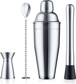 img 4 attached to Premium 24oz Cocktail Shaker Set: Built-in Strainer, Muddler, Jigger, Spoon + Recipe Book - Martini Shaker & Drink Mixer Kit for Home Bar Accessories & Bartender Enthusiasts