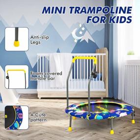 img 1 attached to 220 LBS Max Load 36" Foldable Mini Trampoline With Bluetooth Audio LED Lights, Detachable Handrail & Safty Padded Cover For Kids Exercise Indoor Outdoor Backyard Toddlers