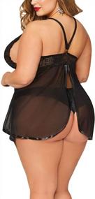 img 3 attached to Plus Size Lace Babydoll Sleepwear With Open Back By JuicyRose - Seductive Lingerie For Women