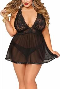 img 4 attached to Plus Size Lace Babydoll Sleepwear With Open Back By JuicyRose - Seductive Lingerie For Women