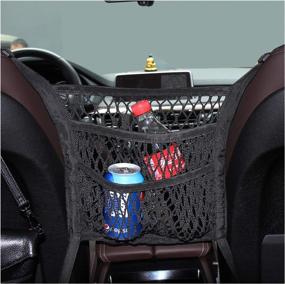 img 4 attached to Multifunctional Car Storage Organizer: Timorn Car Net Pocket With Purse Holder, Pet Barrier, And Tissue Dispenser - Ideal For SUVs, Cars, And Trucks