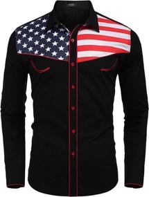 img 1 attached to COOFANDY American Shirts Casual Western Men's Clothing in Shirts