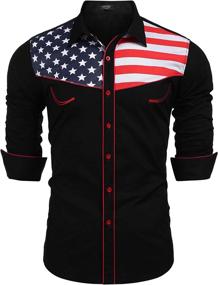 img 2 attached to COOFANDY American Shirts Casual Western Men's Clothing in Shirts