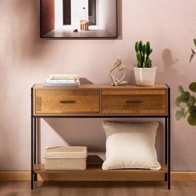 img 4 attached to Modern Console Table With Storage | 2 Drawers For Living Room, Hallway, Entryway | Zenvida Brevard