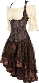 img 3 attached to Steampunk Overbust Corset Dress With Skirt Set For Women - Gothic Halloween Costume By Frawirshau