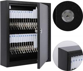 img 3 attached to KYODOLED Wall-Mounted Key Storage Lock Box With Key, Premium Locking Key Cabinet That Manages Up To 60 Keys, Includes Key Hooks, Tags, And Labels For Easy Organization - Black Color Design