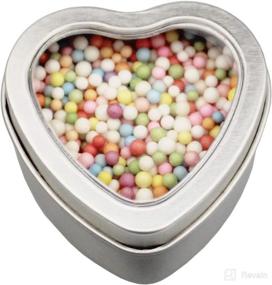 img 1 attached to 🎁 14-Pack 2oz Heart Shaped Silver Metal Tins with Clear Window for Candle Making, Candies, Gifts & Treasures - Empty & Ready for Personalization