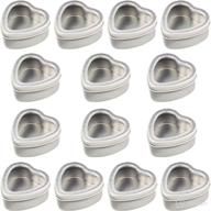 🎁 14-pack 2oz heart shaped silver metal tins with clear window for candle making, candies, gifts & treasures - empty & ready for personalization логотип