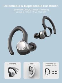 img 1 attached to Coucur Bluetooth 5.1 Wireless Earbuds With Immersive Sound And Detachable Earhooks - IP7 Waterproof Sport Headphones With Noise Cancelling Mic