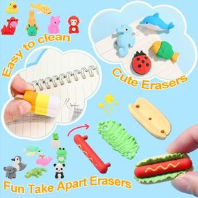 img 3 attached to 120PC Animal Erasers Desk Pets For Kids: 3D Food Pencil Erasers Party Favors Gifts Cute Mini Erasers