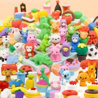 120pc animal erasers desk pets for kids: 3d food pencil erasers party favors gifts cute mini erasers logo