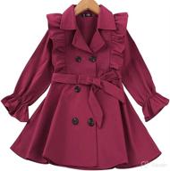 🧥 adorable toddler baby girl fall trench coat: double breasted ruffle trim, belted winter jacket with long sleeves - stylish and casual windbreaker logo