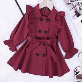 img 3 attached to 🧥 Adorable Toddler Baby Girl Fall Trench Coat: Double Breasted Ruffle Trim, Belted Winter Jacket with Long Sleeves - Stylish and Casual Windbreaker