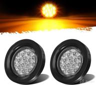 🚛 partsam 2 pcs clear lens amber led 2.5" round clearance side marker kits with light - complete truck trailer rv lighting solution! логотип