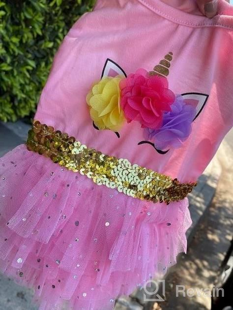 img 1 attached to 🦄 KYEESE Unicorn Tiered Layer Tutu Tulle Dog Birthday Party Dress with Sequins - Perfect for Small Dogs review by Benjamin Michels
