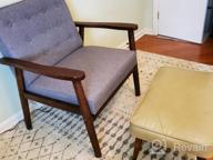 img 1 attached to Mid-Century Modern Accent Chair With Wooden Arms, Tufted Upholstered Back, And Deep Seat (24.4" X 18.3") By JIASTING review by Trey Gilbert