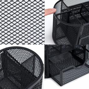 img 1 attached to Maximize Desk Space With ThreeH Mesh Office Organizer - 9 Compartments And Drawer For Black Desk Supplies