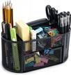 maximize desk space with threeh mesh office organizer - 9 compartments and drawer for black desk supplies logo