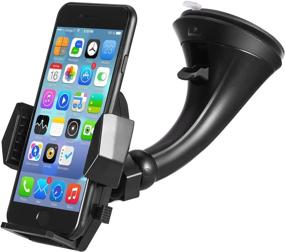 img 4 attached to 📱 Universal Windshield Car Mount Holder – Getron One Click Release Dashboard Cell Phone Cradle for iPhone Xs MAX XR X 8 SE Samsung Galaxy S9 Plus S8 Note 9 and Most Smartphones – Black