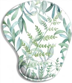 img 4 attached to 🌱 Ergonomic Mouse Pad with Gel Wrist Support - iDonzon Cute Wrist Pad featuring Non-Slip Rubber Base, Green Plants Design - for Easy Typing & Pain Relief