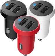 🔌 car usb charger 3 pack: mini dual port 24w 4.8a fast charger for iphone, samsung, and tablets logo