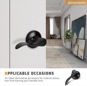 img 2 attached to Matte Black Left Hand Dummy Door Handle Lever By KNOBWELL - Single Sided For Closets