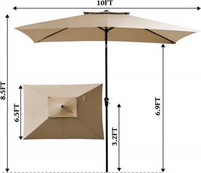 img 2 attached to Сохраняйте прохладу и защиту: прямоугольный зонт для патио Kitadin 6,5 X 10 футов с кнопкой наклона, подъемом кривошипа и защитой от ультрафиолетового излучения