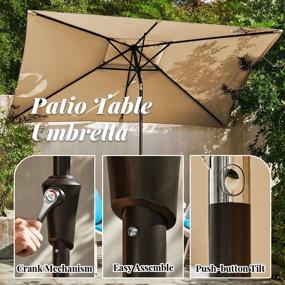 img 1 attached to Stay Cool And Protected: Kitadin 6.5 X 10 FT Rectangular Patio Umbrella With Push Button Tilt, Crank Lift, And UV Protection