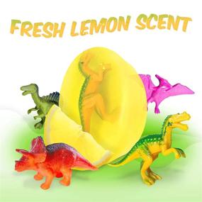 img 3 attached to Relaxcation 1 Kids Soap Bar With DINO Toy Inside - Natural Fresh LEMON Hand, Face & Body Wash - Safe For Skin - Glycerin Clear Soap Handmade In USA