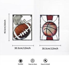 img 3 attached to Sports Themed Hanging Wall Art Decor Set With Basketball And Football Sculptures For Home, Office Or Classroom - LIFFY Room Decorations In Metal And Glass, 16X12Inch Each (Set Of 2)